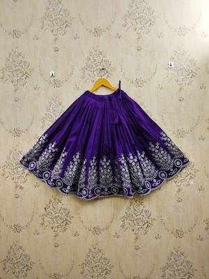 Lavender embroidered beads and stones ready to wear lehenega choli with dupatta for girls 4