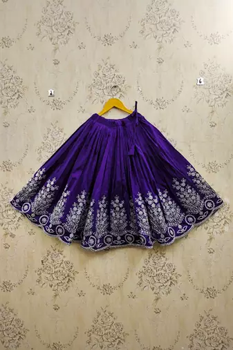 Lavender embroidered beads and stones ready to wear lehenega choli with dupatta for girls