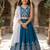 Teal embroidered beads and stones ready to wear lehenega choli with dupatta for girls
