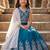 Teal embroidered beads and stones ready to wear lehenega choli with dupatta for girls