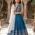 Teal embroidered beads and stones ready to wear lehenega choli with dupatta for girls