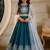 Teal embroidered thread work ready to wear lehenega choli with dupatta for girls