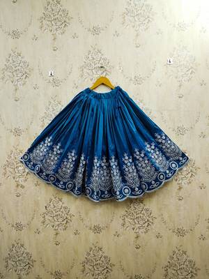 Teal embroidered beads and stones ready to wear lehenega choli with dupatta for girls 4