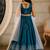 Teal embroidered thread work ready to wear lehenega choli with dupatta for girls