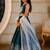 Teal embroidered thread work ready to wear lehenega choli with dupatta for girls