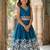 Teal embellished beads and stones ready to wear lehenega choli for girls