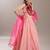 Peach embroidered thread work ready to wear lehenega choli with dupatta for girls