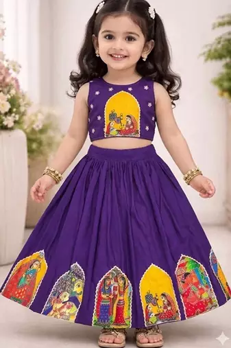 Violet printed ready to wear lehenega choli for girls