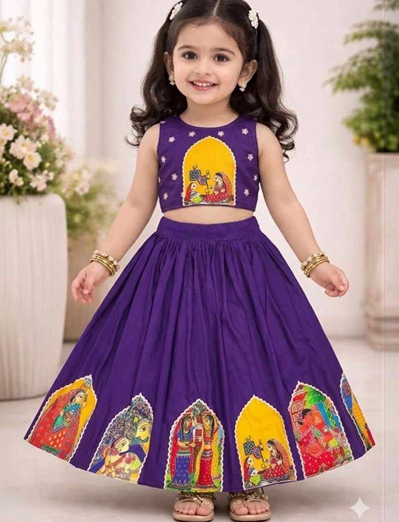 Violet printed ready to wear lehenega choli for girls