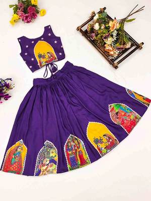 Violet printed ready to wear lehenega choli for girls 2