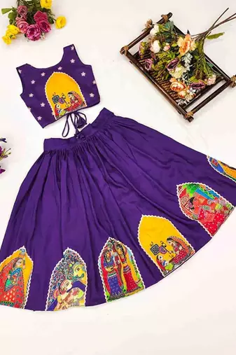 Violet printed ready to wear lehenega choli for girls