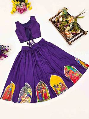 Violet printed ready to wear lehenega choli for girls 3