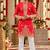 Red simmer embroidered straight kurta