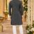 Black silk blend embroidered straight kurta