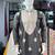 Black silk blend embroidered straight kurta