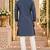 Grey silk blend embroidered straight kurta