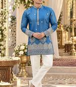 Blue simmer embroidered straight kurta