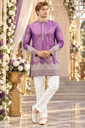 Lavender simmer embroidered straight kurta