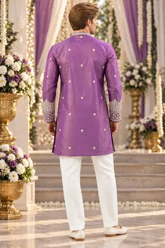 Lavender simmer embroidered straight kurta