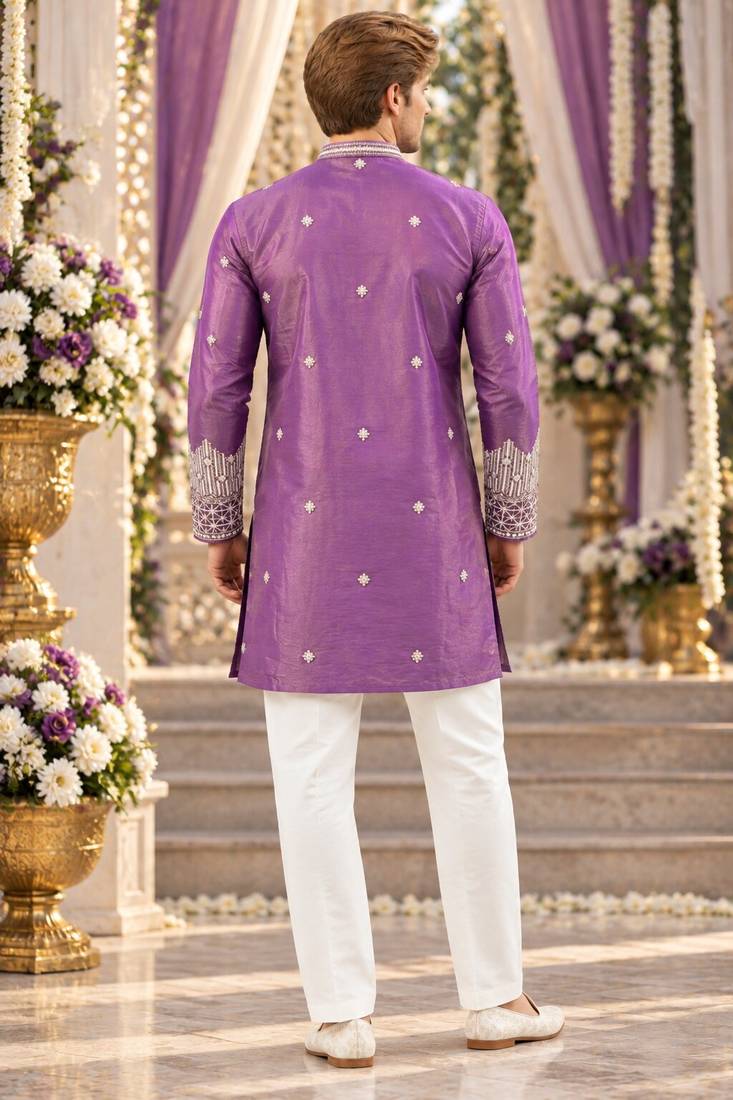 Lavender simmer embroidered straight kurta