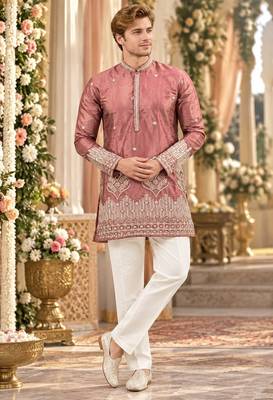 Brown simmer embroidered straight kurta 1