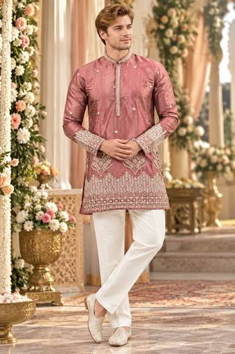 Brown simmer embroidered straight kurta