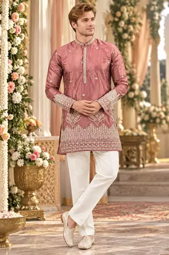 Brown simmer embroidered straight kurta