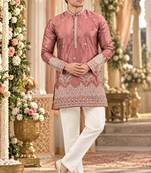 Brown simmer embroidered straight kurta