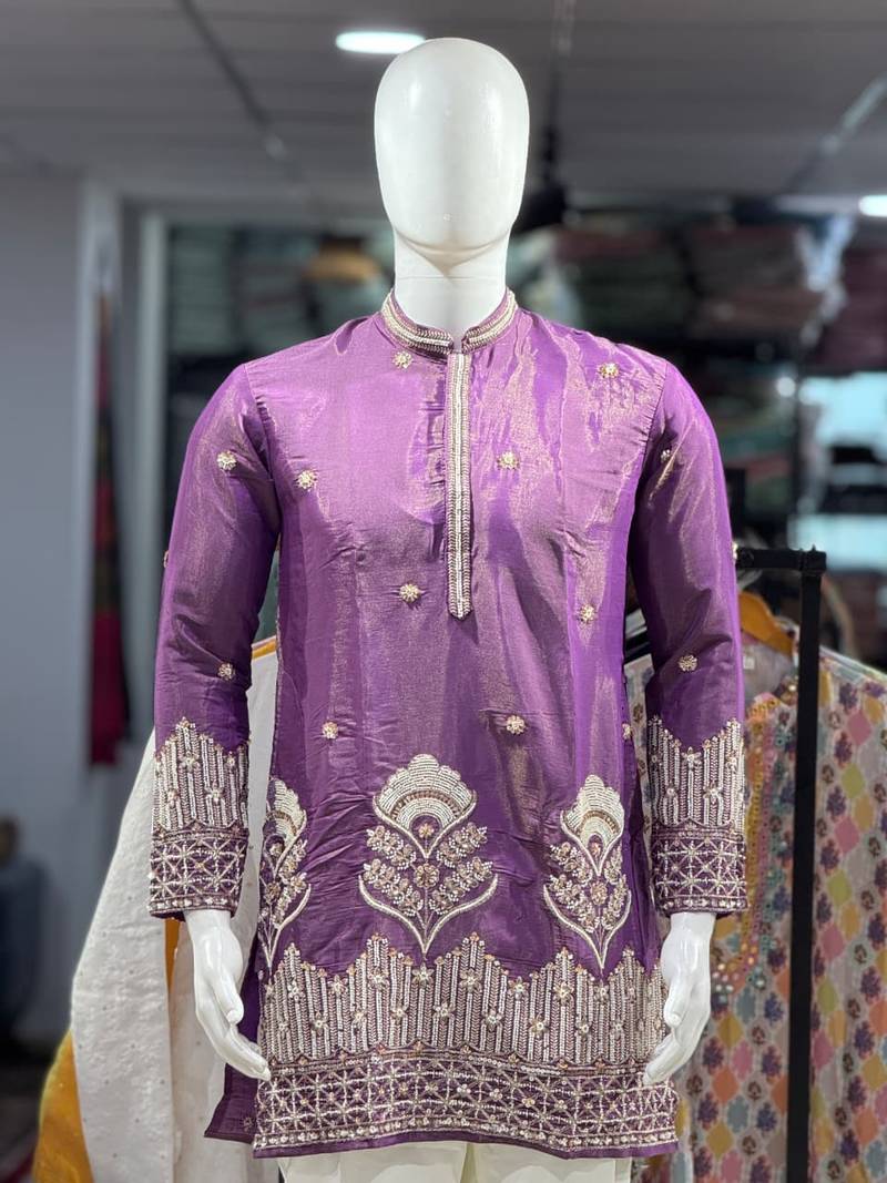 Lavender simmer embroidered straight kurta