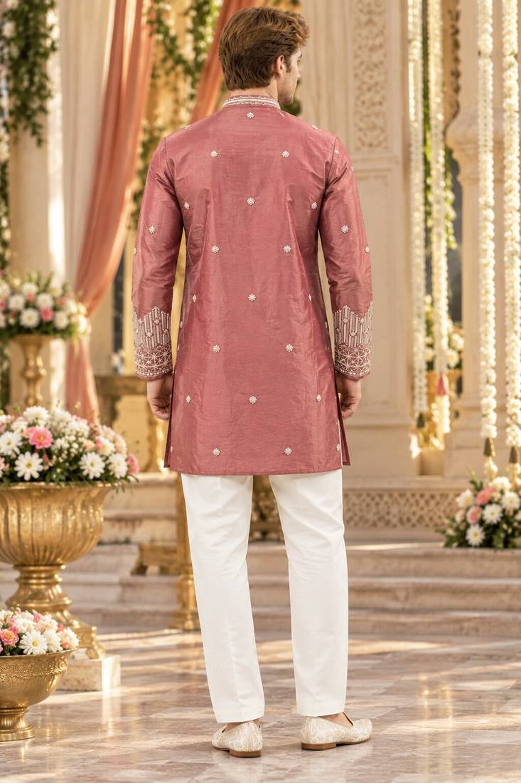 Brown simmer embroidered straight kurta