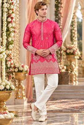 Pink simmer embroidered straight kurta 1