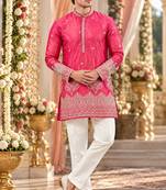 Pink simmer embroidered straight kurta