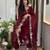 Women's Gorgeous Embroidery Work Roman Silk Fabric A-line Straight Kurta Pant and Dupatta Set