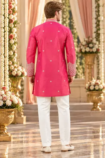 Pink simmer embroidered straight kurta