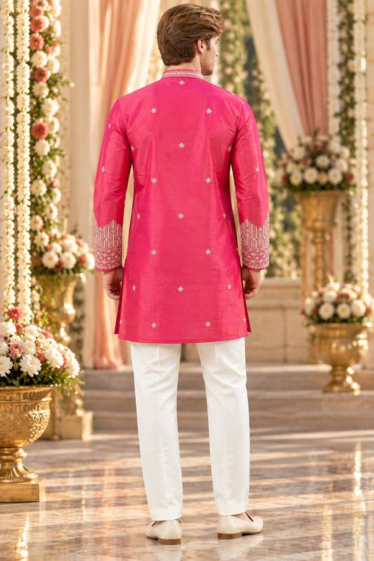 Pink simmer embroidered straight kurta