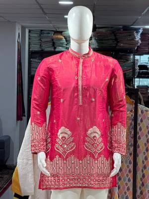 Pink simmer embroidered straight kurta 3