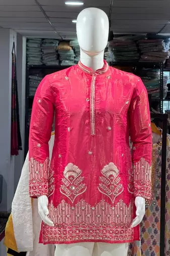 Pink simmer embroidered straight kurta