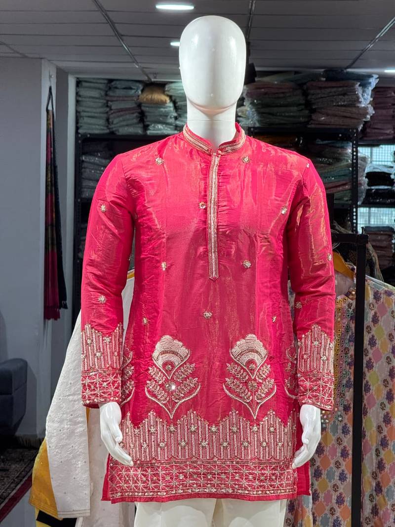 Pink simmer embroidered straight kurta