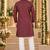 Brown silk blend embroidered straight kurta