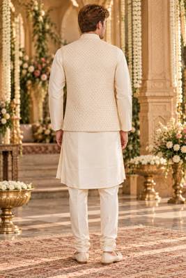 Cream silk blend straight kurta 2