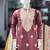 Brown silk blend embroidered straight kurta