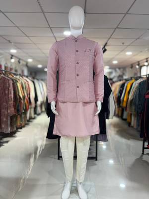 Pink silk blend straight kurta 3