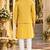 Yellow silk blend straight kurta