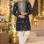 Black silk blend embroidered straight kurta