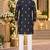 Black silk blend embroidered straight kurta