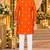 Orange silk blend embroidered straight kurta