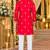 Pink silk blend embroidered straight kurta
