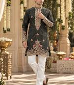 Black simmer embroidered straight kurta