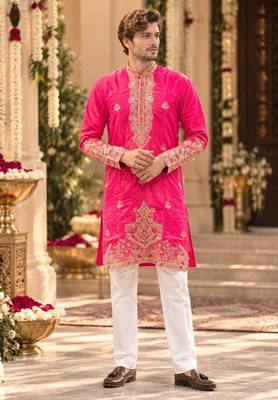 Pink simmer embroidered straight kurta 1