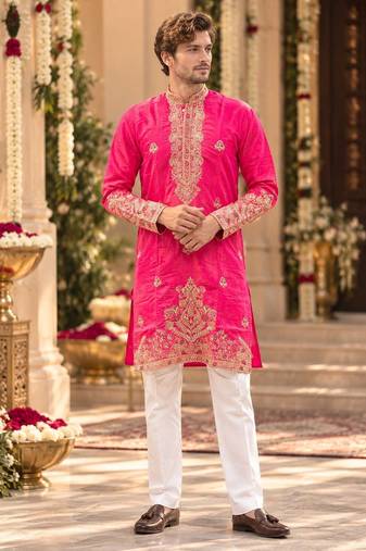 Pink simmer embroidered straight kurta